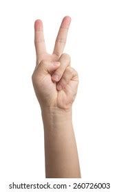 Man Hand Victory Sign Gesture Isolated Stock Photo 703625788 Shutterstock