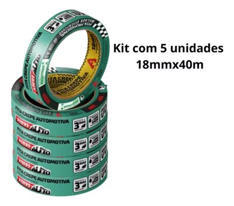 Fita Crepe Automotiva Verde Adere 18mmx40m Kit 5