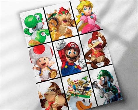 Amazon Super Mario Bros Characters Poster Canvas Print Framed