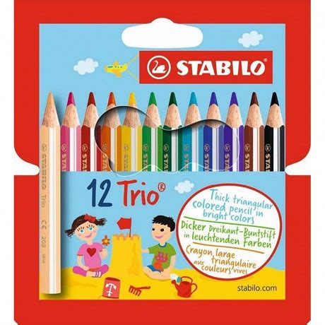 Etui Carton 12 Crayons Couleur Stabilo Trio Courts