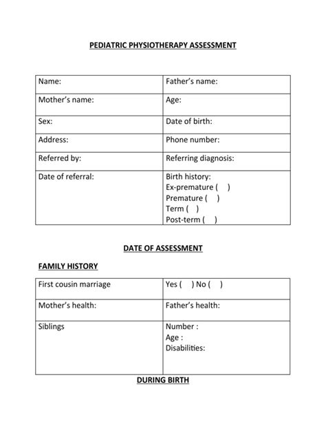 Pediatric Physiotherapy Assessment Aidaaaaa 2 Pdf Anatomical Terms Of Motion Nervous System