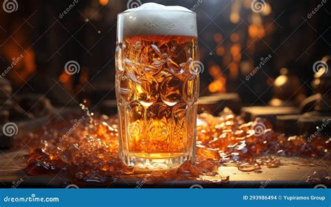 A Refreshing Pint Of Cold Beer In A Frothy Glass Generated By Ai Stock