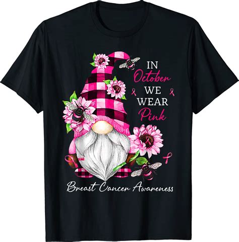 In Oct We Wear Pink Cute Gnome Breast Cancer Awareness 2022 Shirt