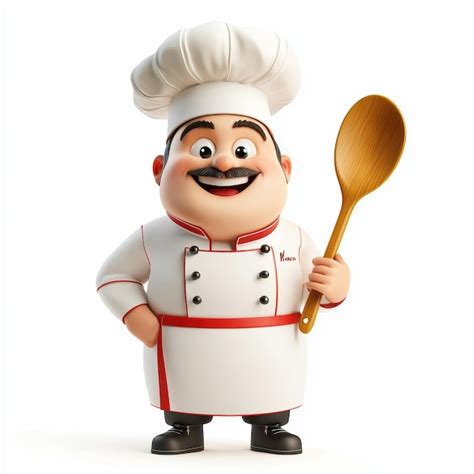 Smiling Chef Holding A Wooden Spoon With Transparent Background