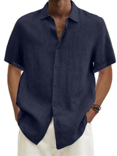 Royaura Mens Solid Color Cotton Linen Comfortable Soft And Breathable