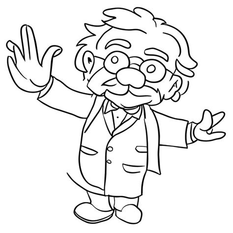 Professeur Médecin Vieil Homme Barbe Dessin Animé Dessiné à La Main