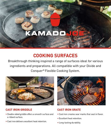 Kamado Joe Half Moon Cast Iron Reversible Grill Griddle For In