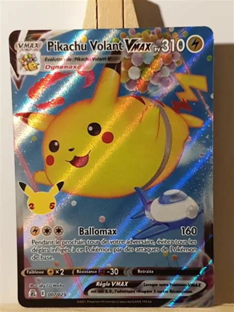 CARTE POKÉMON PIKACHU Volant Vmax 007 025 FULL ART Célébrations 25 ans