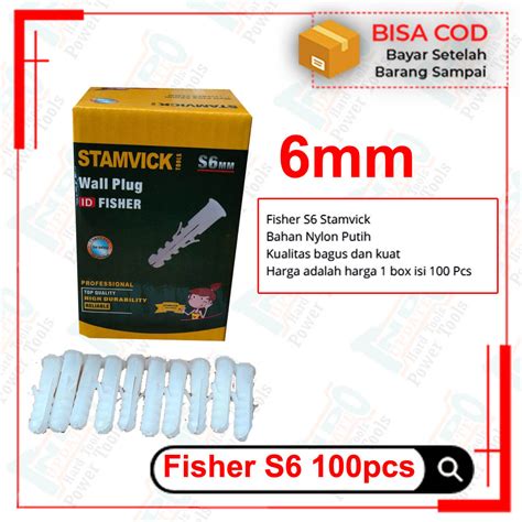 Fisher Tembok Viser Dinding S6 Nylon Putih Murah Isi 100 Pcs PerBox