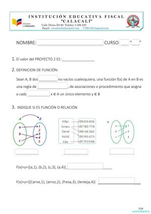 Repaso A Las Funciones Ficha Interactiva Topworksheets