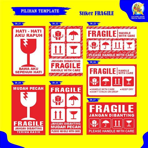 Jual La Print Sticker Fragile Sticker Pecah Belah Kemasan Label