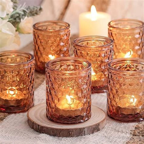 Amazon Haviti Pcs Amber Votive Candle Holders Tea Light Candle