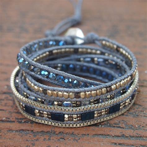 5 Times Wrap Bracelet Purple Crystal Beaded Mix Boho Etsy