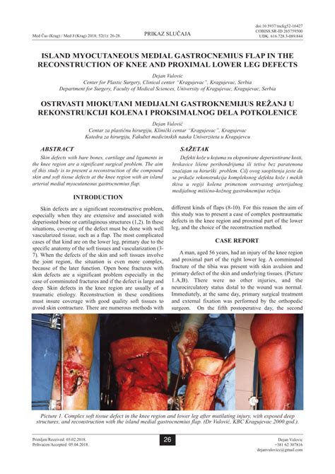 Pdf Island Myocutaneous Medial Gastrocnemius Flap In The