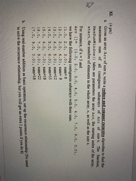 Solved Xi Pts A Given An Array Arr Of Size N Write A Chegg