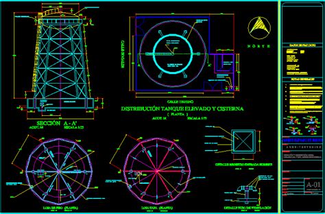 Tanque Elevado En Dwg 38126 Kb Librería Cad