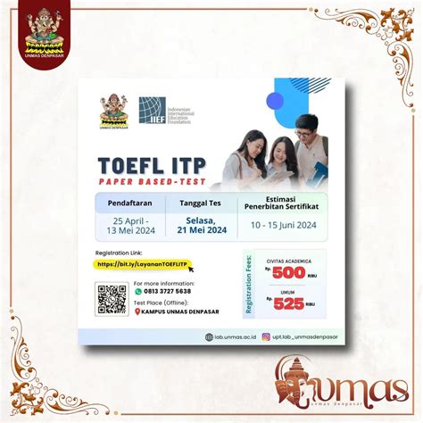 Universitas Mahasaraswati Denpasar Pendaftaran Test Toefl ITP Unmas