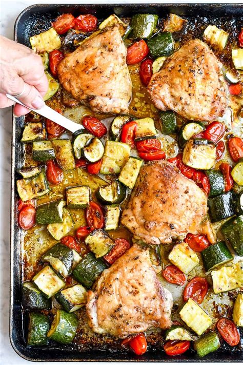 Sheet Pan Chicken With Zucchini Tomatoes And Basil Artofit