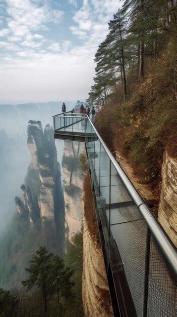 The zhangjiajie national park is a glass bridge that is suspended over ...