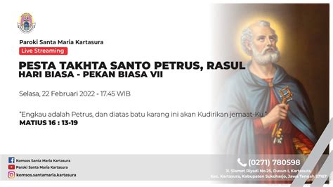 Pesta Takhta Santo Petrus Rasul Selasa 22 Februari 2022 Paroki