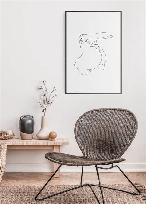 Erotic Line Art Ass Print Naked Woman Butt One Line Art Etsy