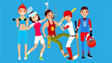 Athlete Set Vector Man Woman Fitness Girl Tennis Climber Baseball