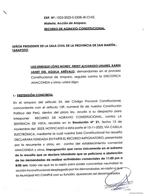 Recurso De Agravio Constitucional Pdf