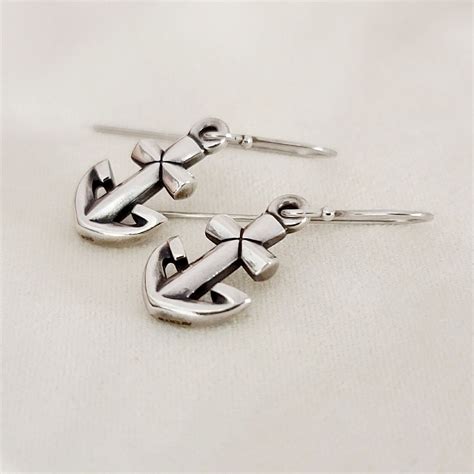 James Avery Retired Anchor Cross Nautical Earrings Ch Gem