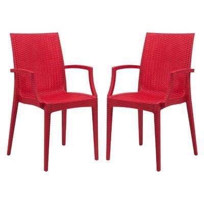 Winston Porter Quade Stacking Patio Dining Chair Finish Red Outdoor