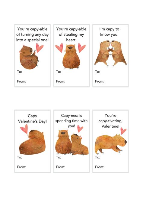 Capybara Valentine Capybara Cards Capybara Blank Valentine S Day Card