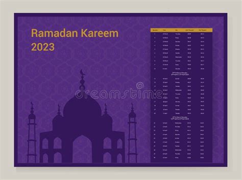 Ramadan Calendar Design 2023 Calendar Mockup Template Islamic