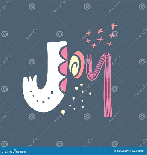 Joy Word Lettering Colorful Letters Vector Illustration Isolated On