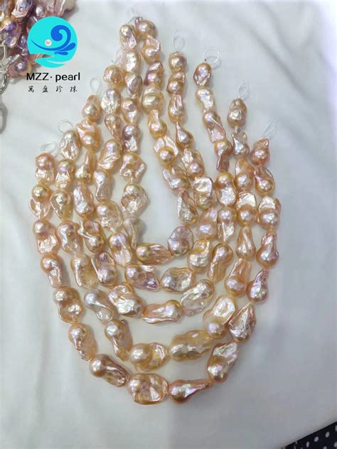 Huge Pearls Strands Baroque Pearl Mm High Grade Natural Pink Baroque