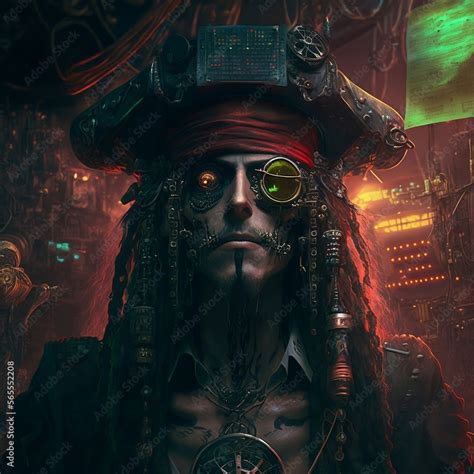 Pirates Of The Caribbean Cyberpunk Style With Generative Ai Stock