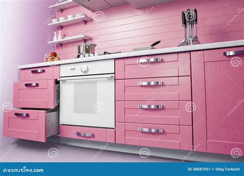 Moderne rosa Küche stockbild Bild von speiseschrank 38687051