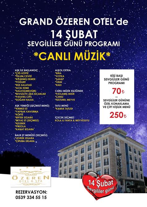 Grand Özeren Otelde sevgililer gününde canlı müzikle eğlenmeye var