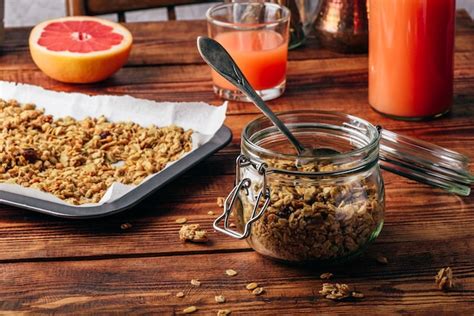 Premium Photo Homemade Granola In Jar For Healthy Breakfast