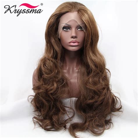 Long Brown Synthetic Lace Front Wig Wavy Inches Wigs For Women