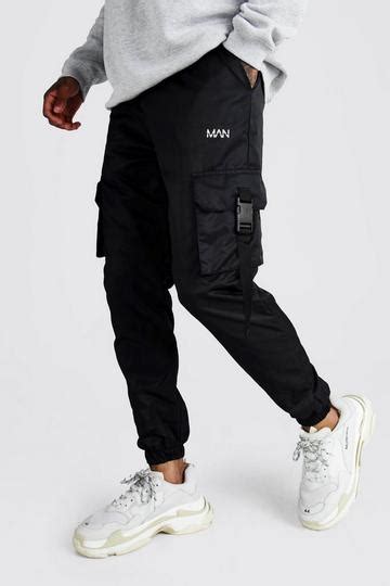 Mens Black Cargo Pants Black Cargos Boohoo Uk