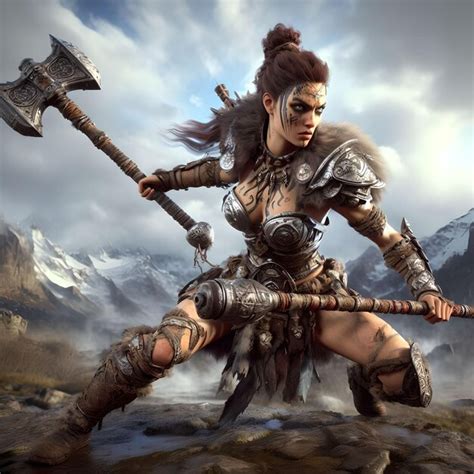 Premium Photo Female Barbarian Warrior