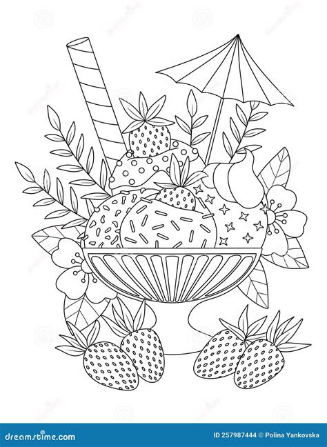 Summer Coloring Page For Adult Stock Illustration Illustration Of