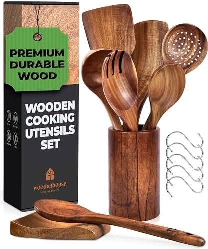 Wooden Spoons For Cooking Wooden Utensils For Cooking Set With Holder