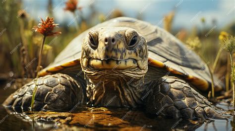 Premium Photo A Tortoise With A Smile On Its Face