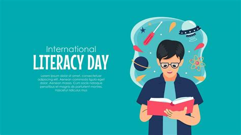 flat international literacy day poster template vector 26555633 Vector ...