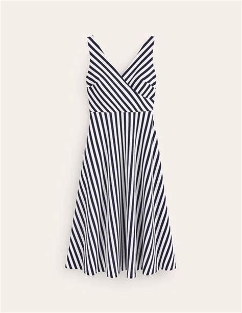 Stripe Jersey Wrap Midi Dress French Navy Ivory Stripe Boden Eu