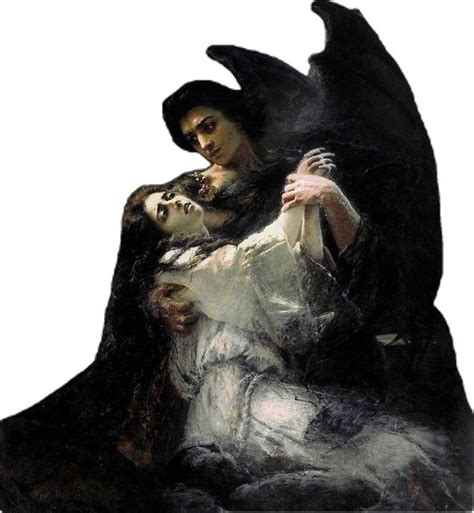 A Painting Of A Woman Holding A Man In Her Arms With Wings Above Her Head