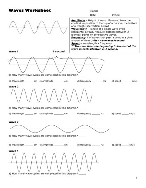 Anatomy Of A Wave Worksheet Part Anatomy Worksheets