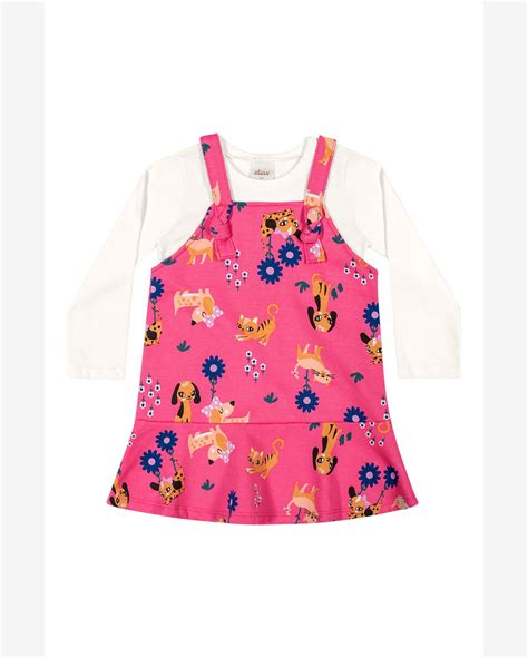 Riachuelo Conjunto Infantil Menina Vestido Estampado Animais