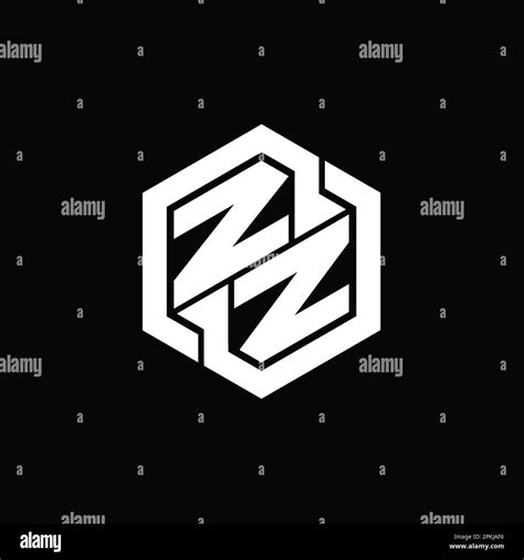 Zz Logo Monogram Gaming With Hexagon Geometric Shape Design Template