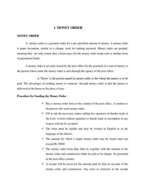 Money Order Money Order Pdf Negotiable Instrument Cheque
